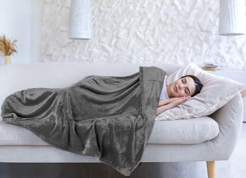 Utopia Bedding Fleece Blanket Queen Size Grey 300GSM Luxury Anti-Static Fuzzy Soft Microfiber Bed Blanket (90x90 Inch)