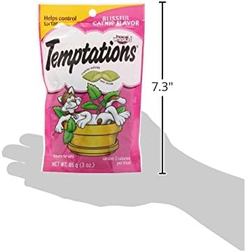Temptations Classic Crunchy and Soft Cat Treats Blissful Catnip Flavor, 3 oz. Pouch (Pack of 12)