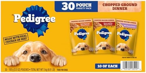 Pedigree Chopped Ground Dinner Adult Soft Wet Dog Food 30-Count Variety Pack, 3.5 oz Pouches