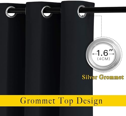 NICETOWN Black Out Curtains for Bedroom 84 inches Long - Light Reducing Thermal Insulated Solid Grommet Curtains/Panels/Drapes for Living Room (Set of 2, W52 x L84)
