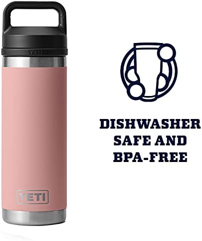 YETI Rambler 18 oz Bottle, Vacuum Insulated, Stainless Steel with Chug Cap, Sandstone Pink