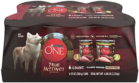 Purina ONE True Instinct Classic Ground Grain-Free Formulas With Real Turkey and Venison, and With Real Chicken and Duck High Protein Wet Dog Food Variety Pack - (Pack of 6) 13 oz. Cans