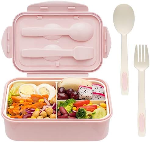 LOVINA Bento Boxes for Adults - 1100 ML Bento Lunch Box For Kids Childrens With Spoon & Fork - Durable for On-the-Go Meal, BPA-Free and Food-Safe Materials