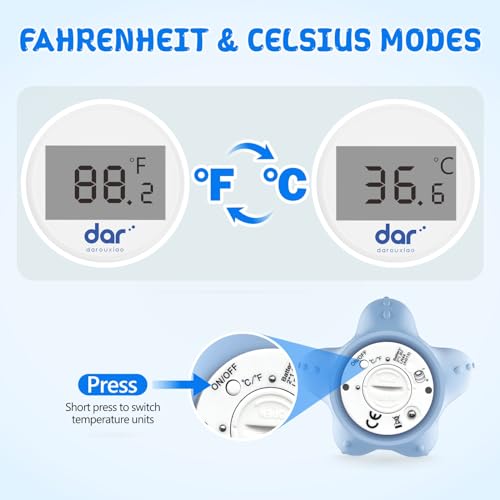 Baby Bath Thermometer, Digital Water Temperature Thermometers with 3 Color Backlit and Temperature Warning, Safety Bath Tube Thermometer Floating Toy for Infant, Toddler