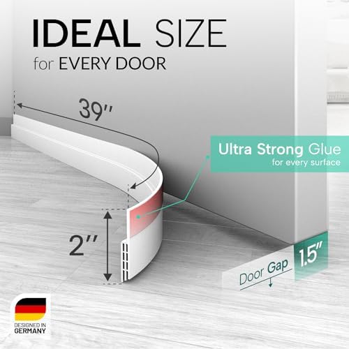Vellure® Door Draft stoppers for Bottom of Door - New Premium Door Sweep/Door Seal Strip (Save Energy – installs Quickly and Easily) Door Weather Stripping, Ideal for Keeping Out Cold (5x39 White)