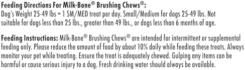 Milk-Bone Brushing Chews Daily Dental Dog Treats, Fresh Mint Flavor, Small/Medium, 25 Count