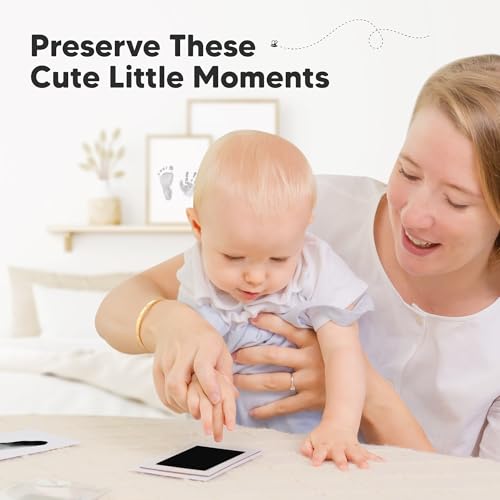 4-Pack Inkless Baby Hand and Footprint Kit - Mess Free Ink Pad for Newborn Keepsake, Dog Nose & Paw Print Kit, Clean Touch Ink Pad for Baby Hand & Footprints, Ideal New Mom Gifts (Jet Black)