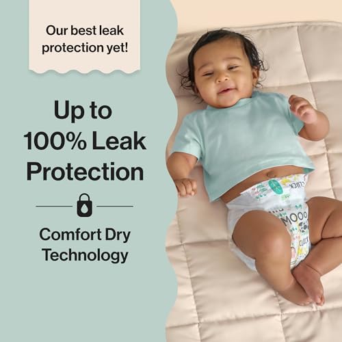 The Honest Company Clean Conscious Diapers for Delicate Skin | Up to 100% Leakproof | Hypoallergenic, Fragrance Free | Gender Neutral | Club Box, Size 1 (8-14 lbs), 78 Count (Prints May Vary)