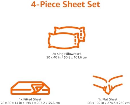 Amazon Basics 4 Piece Bed Sheets Set, 100% Cotton Jersey, Includes Super Soft, Flat and Fitted Sheets, Pillowcase, King, Oatmeal, Solid