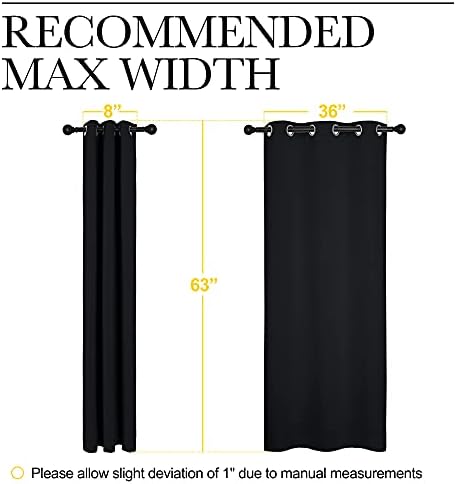 NICETOWN Halloween Pitch Black Solid Thermal Insulated Grommet Blackout Curtains/Drapes for Bedroom Window (2 Panels, 42 inches Wide by 63 inches Long, Black)