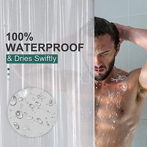 AmazerBath Clear Shower Curtain Liner, 72 x 78 Inches EVA 8G Heavy Duty Plastic Waterproof Weighted Thick Bathroom with 3 Weights and 12 Rustproof Grommet Holes