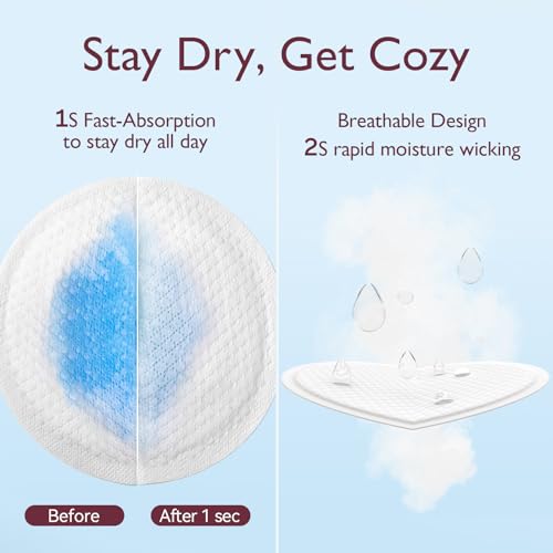 Momcozy Ultra-Thin Disposable Nursing Pads, Super Absorbent and Breathable Breastfeeding Pads, Make The Breasts Light and Unburdened, 3D Shape for The Best Fit, Individually Packaged(120 Count)