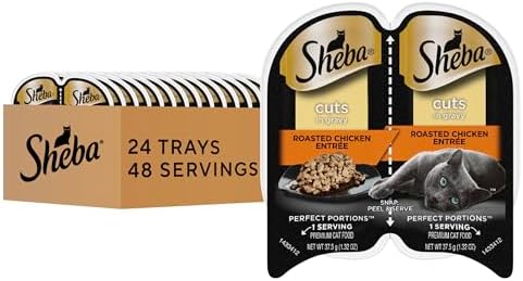 Sheba Perfect Portions Wet Cat Food Cuts in Gravy with Roasted Chicken Entree, 2.6 oz. Twin-Pack Trays (24 Count, 48 Servings)