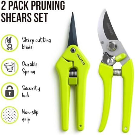 2-Pack Stainless Steel Gardening Scissors, Pruning Shears and Clippers for Gardening