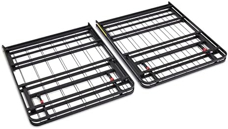 Amazon Basics Bed Frame with Storage, Foldable Metal Platform, Sturdy Steel, No Box Spring Needed, 14-inch High, Tool-Free Setup, Queen Size, Black