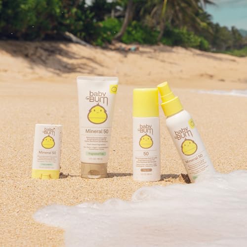 Baby Bum SPF 50 Sunscreen Spray | Mineral UVA/UVB Face and Body Protection for Sensitive Skin | Fragrance Free | Travel Size | 3 FL OZ