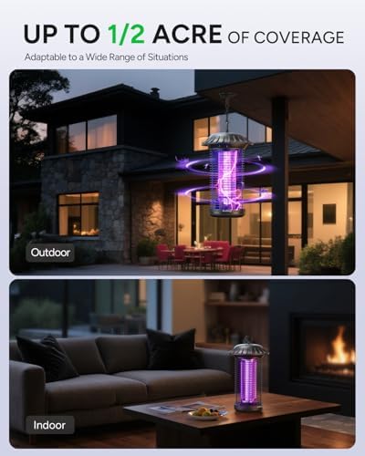 Buzbug LED Bug Zapper Indoor Outdoor, 10 Years Lifespan, 6.5ft Power Cord, IPX4 Waterproof, High-Voltage, Mosquito Zapper, Fly Trap Mosquito Trap, Fly Killer Fly Zapper -MO008C