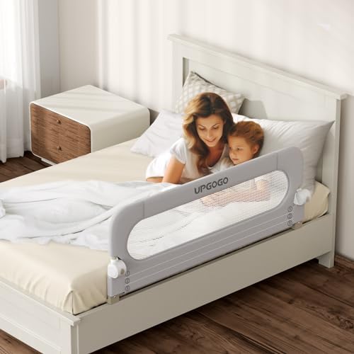 Folding Bed Rail for Toddlers,Baby Bed Rail Guard with Reinforced Anchor Safety System,Fit Bunk,Full Size,Queen,King,Twin(Grey,71"x23.6")