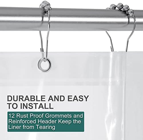 AmazerBath Clear Shower Curtain Liner, 72 x 78 Inches EVA 8G Heavy Duty Plastic Waterproof Weighted Thick Bathroom with 3 Weights and 12 Rustproof Grommet Holes