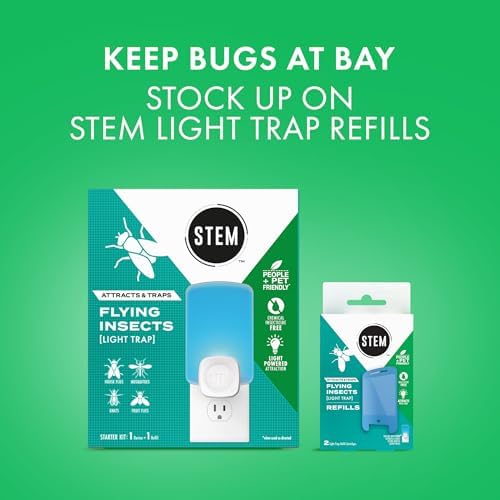 STEM Light Trap Refill Cartridges, Indoor Fruit Fly Trap, Effective Insect Control for Home, Attracts and Traps Flying Insects, Compatible with STEM Light Trap, 4 Count