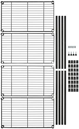 Amazon Basics 4-Shelf Steel Wire Storage Rack, Adjustable, Sturdy, Easy Assembly, 13.4 D x 23.2 W x 48 H in, Black