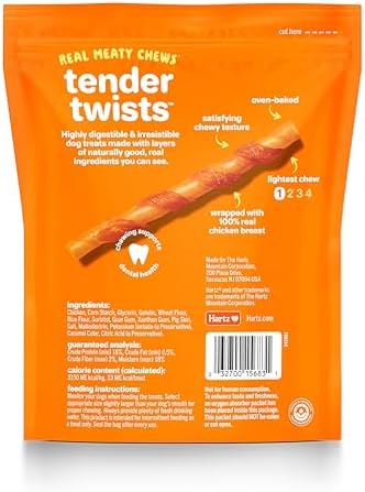 Hartz Oinkies Tender Twists with Real Chicken Breast Rawhide-Free Dog Treats, Highly Digestible Dog Chews, 36 Count