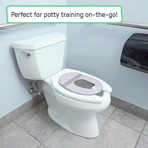 Ingenuity Foldaway Travel Potty Training Seat with Storage Bag, Folding & Portable Toddler Potty Seat, Easy One-Handed Open, Non-Slip Grip