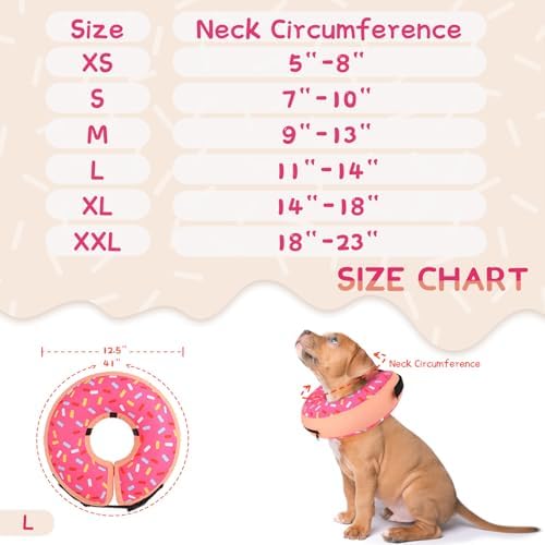 Supet Inflatable Dog Cone Collar Alternative After Surgery, Doggie Neck Donut Collar Recovery ECollar, Soft Dog Cone for Small Medium Large Dogs