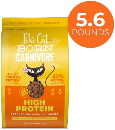 Tiki Cat Born Carnivore High Protein Dry Cat Food, Deboned Chicken & Egg 5.6 lbs. Bag