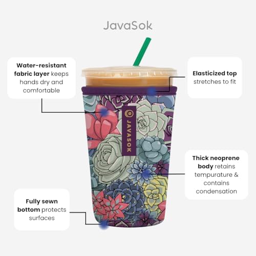 Sok It JavaSok Iced Coffee & Cold Soda Insulated Neoprene Cup Sleeve (Blue Ridge, Medium: 22-28oz)