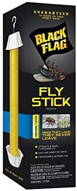 Black Flag Fly Stick, Trap Houseflies and Flying Insects, Pack of 6