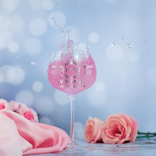 50TH Birthday Gifts for Her, Vintage 1975 Engraved 50th Wine Glass, 50 Year Old Birthday Decorations For Women, Funny 50 Bday Gifts Idea For Women, Friends, Daughter, Sister Mom - Turning 50 Present