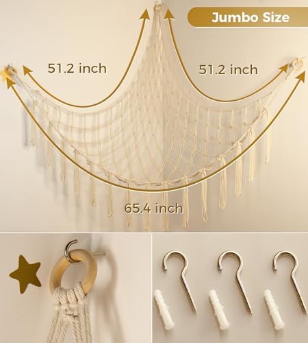 Stuffed Animal Storage Hammock Net - Toy Hammock Net for Stuffed Animals Corner - Hanging Stuff Animal Organizer Holder Large Size Baby Nursery Room Decor