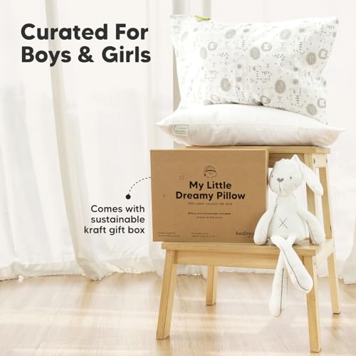 Toddler Pillow with Pillowcase - 13x18 My Little Dreamy Kids Travel Bed Pillows for Sleeping, Organic Cotton Small Pillowcase, Soft & Breathable, Machine Washable, Toddlers 2-5 Years Old (Soft White)