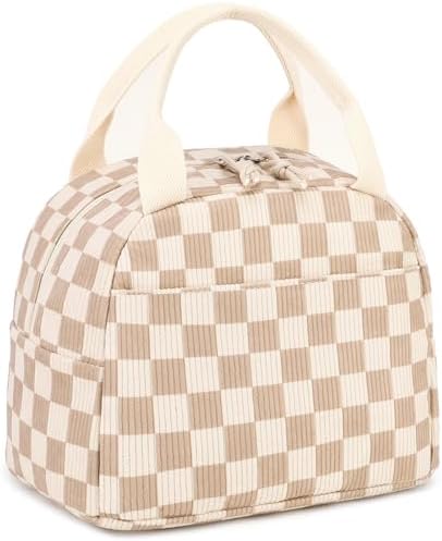 LEDAOU Lunch Box for Women Insulated Lunch Bag Corduroy Lunch Tote Bags Leakproof Cooler Lunch Case for Travel Work Picnic