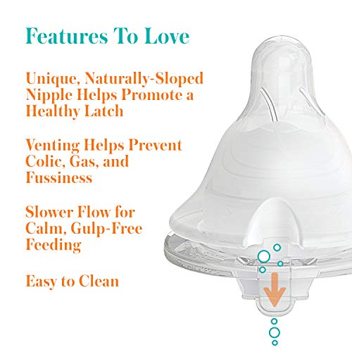 Evenflo Feeding Piece of 6 Balance Plus Wide Neck Nipples for The Balance Plus Wide Neck Baby Bottles, 0 Months and Up