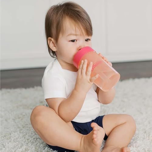 Dr. Brown's Milestones Straw to 360° Cup Set, Convertible Toddler Training Cup Set with Interchangeable Silicone Straw and 360 Degree Cup Lids, Pink Coral, 10 oz/300 mL, BPA Free, 9m+, 2 Pack