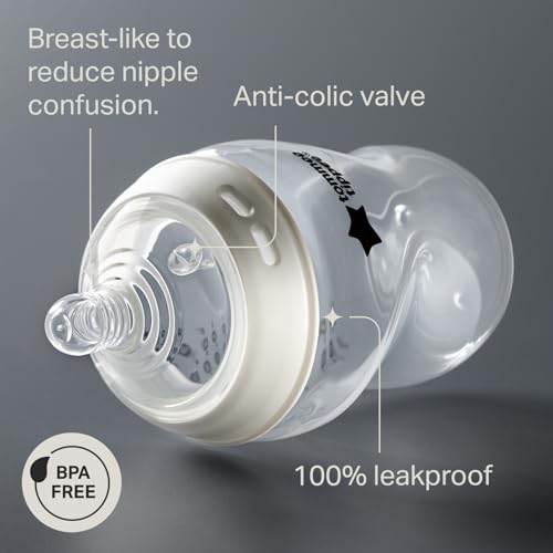 Tommee Tippee Natural Start Anti-Colic 9 oz BPA Free Baby Bottles, 0+ Months, Slow Flow Breast-Like Nipple, Self Sterilizing, Designed for Seamless Transition Between Bottle & Breast, Pink, Pack of 2
