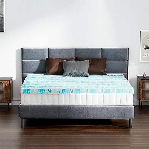DUMOS Mattress Toppers Memory Foam Twin Size, 2 Inch Thick Bed Topper Pad Cooling Gel Infused Soft Comfy Padding Breathable for Sleeper Sofa Couch RV Camper, CertiPUR-US Certified, Blue
