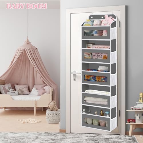 Over The Door Organizer, 5 Shelves Closet Door Hanging Organizer with 10 Mesh Pockets, Nursery Closet Organizer, Baby Essentials, Stuffed Animal Storage