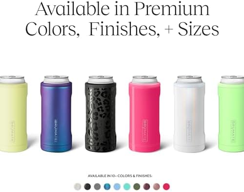 BrüMate Hopsulator Slim Can Cooler Insulated for 12oz Slim Cans | Skinny Can Insulated Stainless Steel Drink Holder for Hard Seltzer, Beer, Soda, and Energy Drinks (Neon Pink)