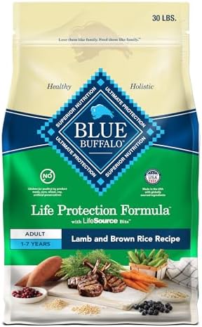 Blue Buffalo Life Protection Formula Adult Dry Dog Food, Helps Build and Maintain Strong Muscles, Made with Natural Ingredients, Lamb & Brown Rice Recipe, 30-lb. Bag