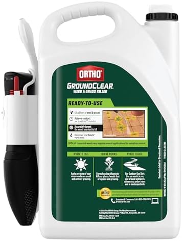 Ortho GroundClear Weed and Grass Killer with Comfort Wand, Kills Dandelions, Chickweed, Crabgrass, Moss and More in Patios and Landscapes, OMRI Listed, 1 gal.