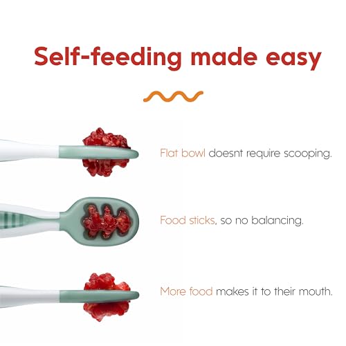 NumNum Baby Spoons Set, Baby Essentials Pre-Spoon GOOtensils for 6+ Months, First Stage Self-Feeding Spoons for Baby Led Weaning (BLW), Silicone Toddler Utensils, BPA-Free, 6 Pack Rainbow