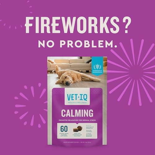 VetIQ Calming Support Supplement for Dogs, Calming Chews Help Manage Stress and Promote Relaxation, Anxiety Relief for Dogs, Made in The USA, 60 Count