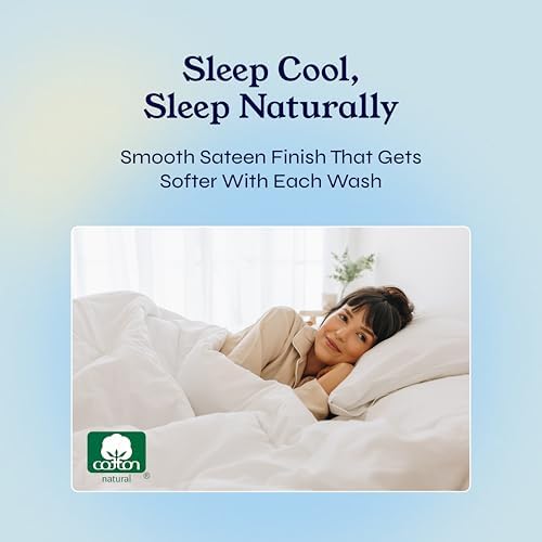 California Design Den Natural 100% Cotton Sheets Queen Size Bed Set - Soft 400 Thread Count Sateen, Queen Sheets, Deep Pockets with All Around Elastic for a Snug Fit, Cool & Durable Bedding - White