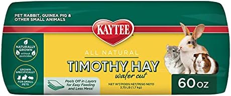 Kaytee Wafer Cut All Natural Timothy Hay for Pet Guinea Pigs, Rabbits & Other Small Animals, 60 Ounce
