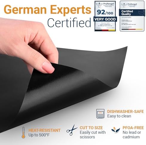 Oven Liners for Bottom of Oven - 4 Pack Large Heavy Duty Mats, 17”x25” Non-Stick Reusable Liner for Electric, Gas, Toasters, Grills - BPA & PFOA Free Kitchen Accessory to Keep It Clean (Black)