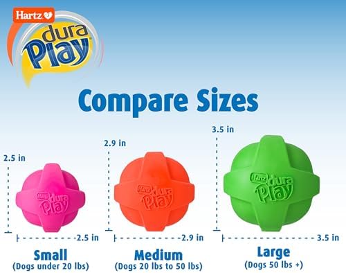 Hartz DuraPlay Ball Squeaky Latex Dog Toy, Medium 3 Pack