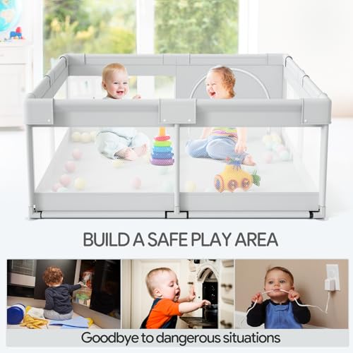 Baby Playpen, 47x47 in Small Play Pen,Toddler Playpen for Apartment,Play Yard,Activity Fence, Extra Large Baby Playard